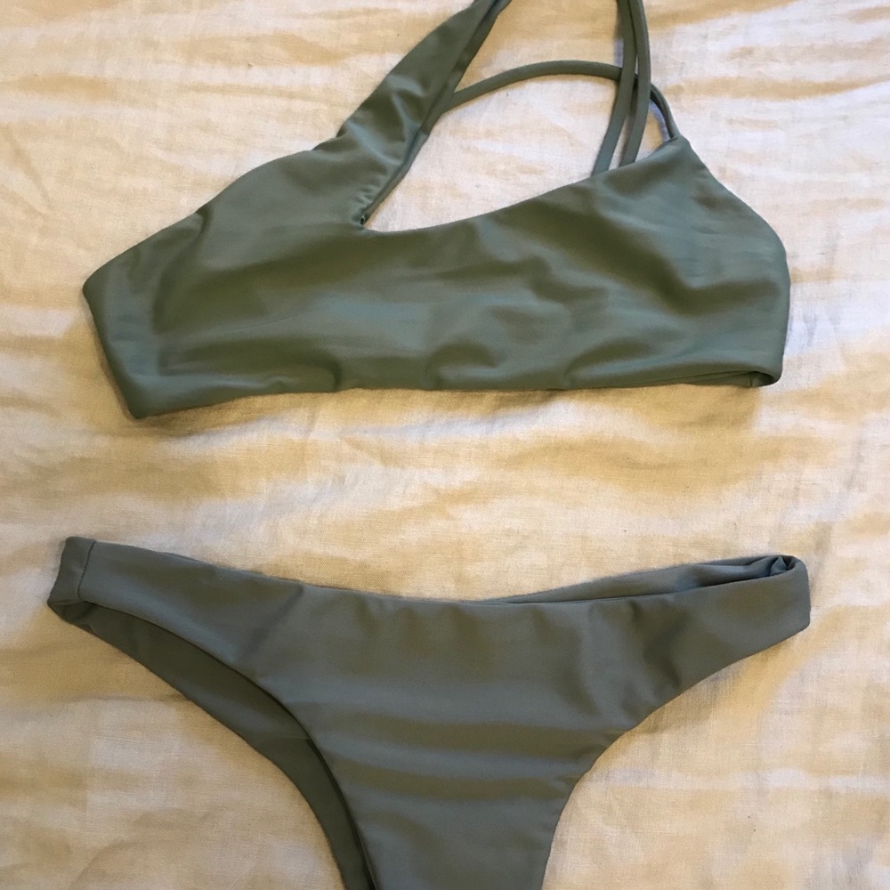 MIKOH bikini set army green color